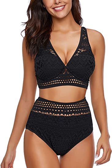 Maolijer Women's Halter Bikini Set High Waisted Side Tie Two Pieces Swimsuit