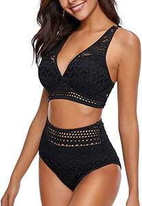 Maolijer Women's Halter Bikini Set High Waisted Side Tie Two Pieces Swimsuit