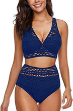 Load image into Gallery viewer, Maolijer Women&#39;s Halter Bikini Set High Waisted Side Tie Two Pieces Swimsuit