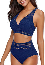 Load image into Gallery viewer, Maolijer Women&#39;s Halter Bikini Set High Waisted Side Tie Two Pieces Swimsuit