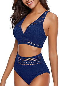 Maolijer Women's Halter Bikini Set High Waisted Side Tie Two Pieces Swimsuit
