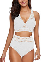 Load image into Gallery viewer, Maolijer Women&#39;s Halter Bikini Set High Waisted Side Tie Two Pieces Swimsuit