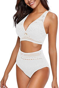 Maolijer Women's Halter Bikini Set High Waisted Side Tie Two Pieces Swimsuit