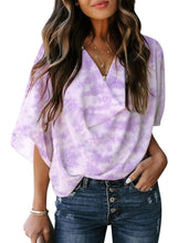 Load image into Gallery viewer, Maolijer Women&#39;s Draped Neck Blouses Dolman 3/4 Sleeve Loose Tops Shirt