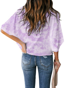 Maolijer Women's Draped Neck Blouses Dolman 3/4 Sleeve Loose Tops Shirt