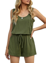 Load image into Gallery viewer, Maolijer Women&#39;s Casual Sleeveless Romper Elastic Waist Pockets Short Jumpsuit
