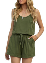 Load image into Gallery viewer, Maolijer Women&#39;s Casual Sleeveless Romper Elastic Waist Pockets Short Jumpsuit