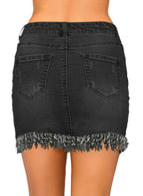 Load image into Gallery viewer, Maolijer Women&#39;s Casual Mid Waisted Frayed Hem Denim Jeans Stretch Short Skirts