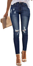 Load image into Gallery viewer, Maolijer Women&#39;s Mid Rise Ripped Distressed Denim Jeans Stretch Skinny Jeans with Hole