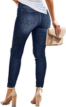 Load image into Gallery viewer, Maolijer Women&#39;s Mid Rise Ripped Distressed Denim Jeans Stretch Skinny Jeans with Hole