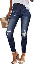 Load image into Gallery viewer, Maolijer Women&#39;s Mid Rise Ripped Distressed Denim Jeans Stretch Skinny Jeans with Hole