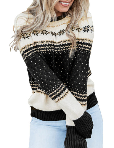 Maolijer Women Casual Pullover Knitted Crewneck Ugly Christmas Reindeer Sweater Jumper Tops