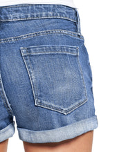 Load image into Gallery viewer, Maolijer Women&#39;s Mid Waisted Stretch Shorts Folded Hem Frayed Distressed Jean Denim Shorts