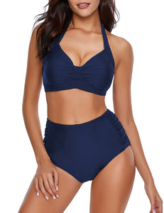 Maolijer Women's Halter Bikini Set High Waisted Side Tie Two Pieces Swimsuit