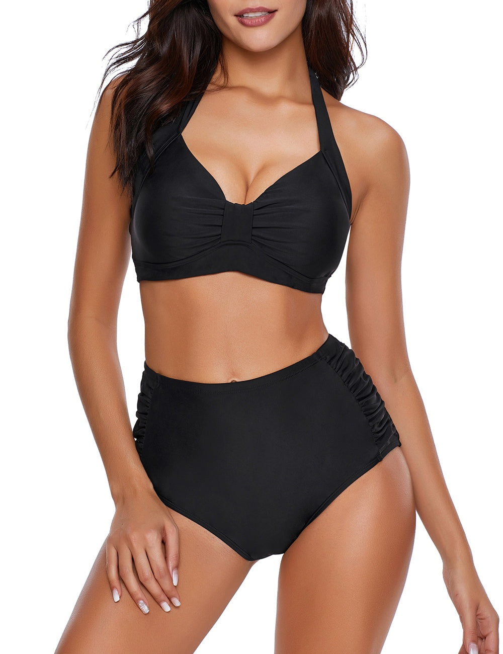 Maolijer Women's Halter Bikini Set High Waisted Side Tie Two Pieces Swimsuit