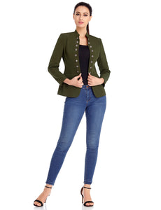 Maolijer Women's Open Front Buttons Work Office Blazer Casual Business Jacket Suit with Pockets