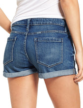 Load image into Gallery viewer, Maolijer Women&#39;s Mid Waisted Stretch Shorts Folded Hem Frayed Distressed Jean Denim Shorts